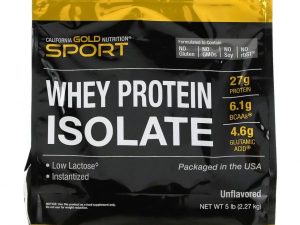 California Gold Nutrition, 100-ный изолят сывороточного протеина без добавок, 2,27 кг (5 фунтов)