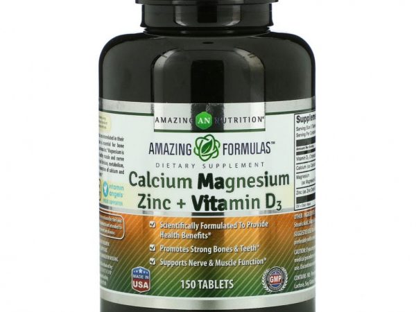 Amazing Nutrition, Кальций, магний и цинк + витамин D3, 150 таблеток