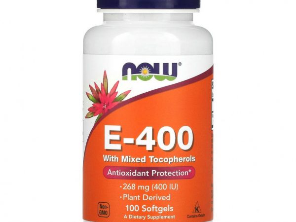 NOW Foods, E-400 со смешанными токоферолами, 268 мг (400 МЕ), 100 мягких таблеток