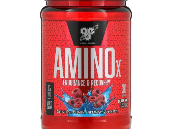 BSN, AminoX, выносливость и восстановление, синяя малина, 435 г (15,3 унции)