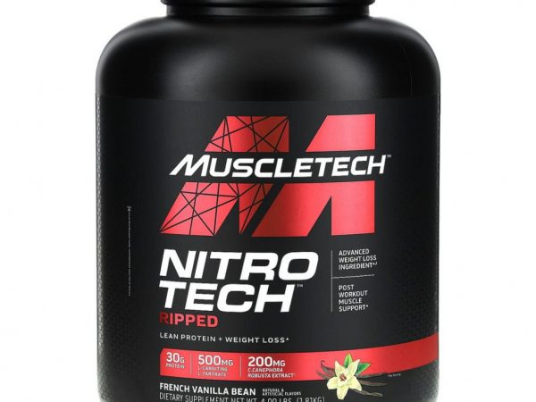 Muscletech, Nitro Tech Ripped, чистый протеин + формула для похудения, французская ваниль, 1,81 кг (4 фунта)