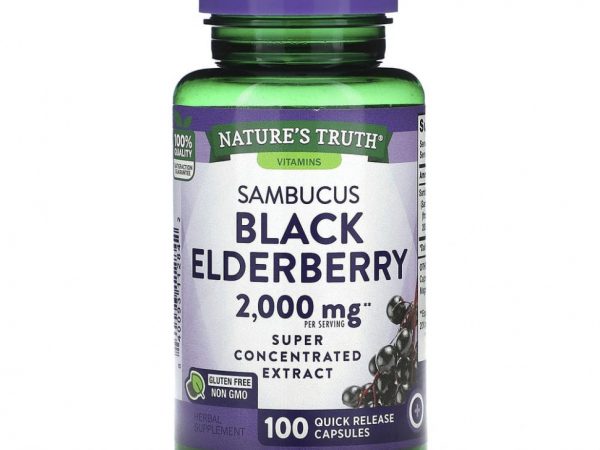 Nature's Truth, Sambucus Black Elderberry, 1000 мг, 100 капсул быстрого высвобождения