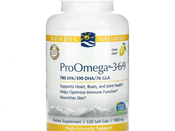 Nordic Naturals, ProOmega 3-6-9, омега-3-6-9 жирные кислоты, со вкусом лимона, 1000 мг, 120 капсул