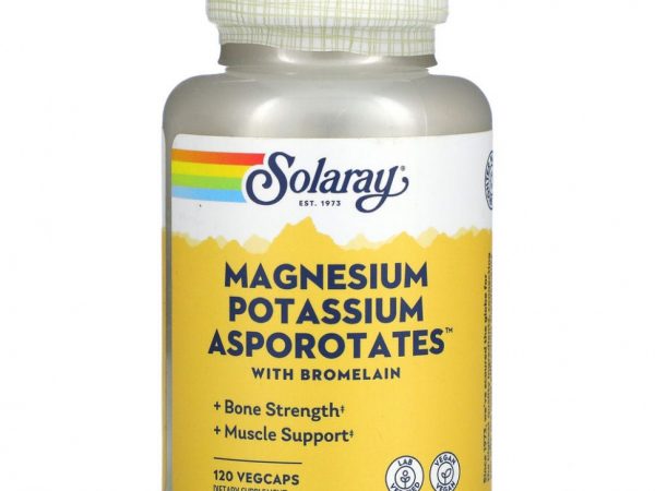Solaray, Magnesium Potassium Asporotates, аспартат магния и калия, 120 растительных капсул