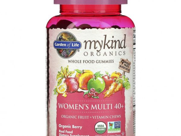 Garden of Life, MyKind Organics, мультивитамины для женщин в возрасте от 40 лет, органические ягоды, 120 веганских жевательных конфет