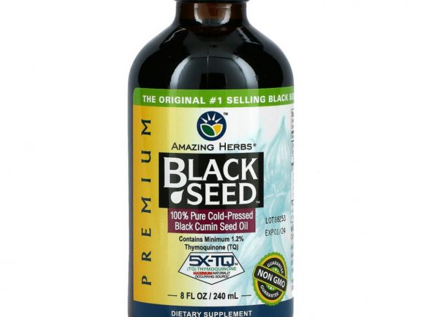 Amazing Herbs, Black Seed, 100% чистое масло холодного отжима из семян черного тмина, 240 мл (8 жидк. унции)