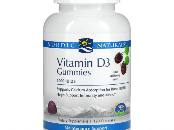 Nordic Naturals, Витамин D3, вкус лесных ягод, 1000 МЕ, 120 жевательных таблеток