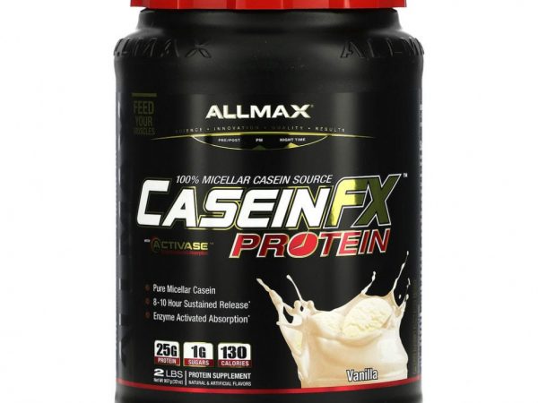 ALLMAX Nutrition, CaseinFX, 100%-ный казеиновый мицеллярный протеин, ваниль, 907 г