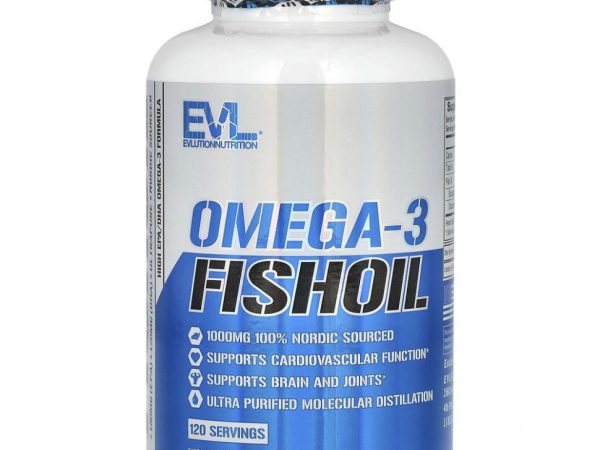 EVLution Nutrition, Рыбий жир с омега-3 кислотами, 120 мягких желатиновых капсул