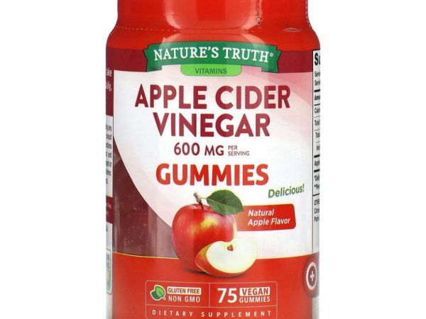 Nature's Truth, яблочный уксус, со вкусом натурального яблока, 600 мг, 75 веганских жевательных мармеладок