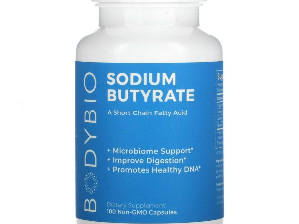 BodyBio, бутират натрия, 100 капсул без ГМО