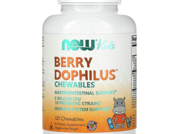 NOW Foods, Berry Dophilus, для детей, 2 миллиарда КОЕ, 120 жевательных таблеток