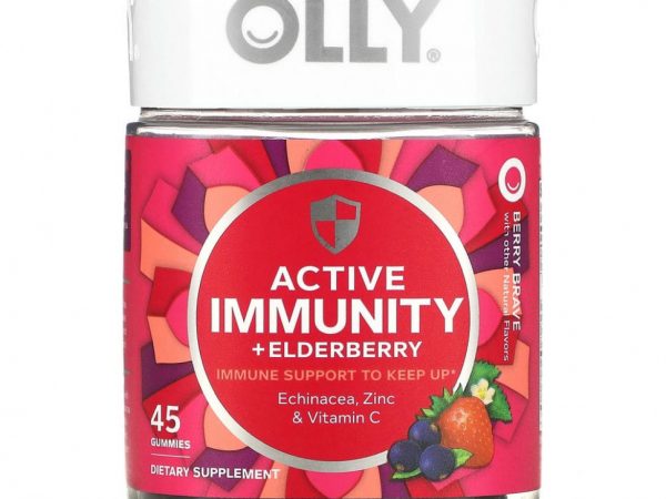 OLLY, Active Immunity + Elderberry, Berry Brave, 45 жевательных таблеток