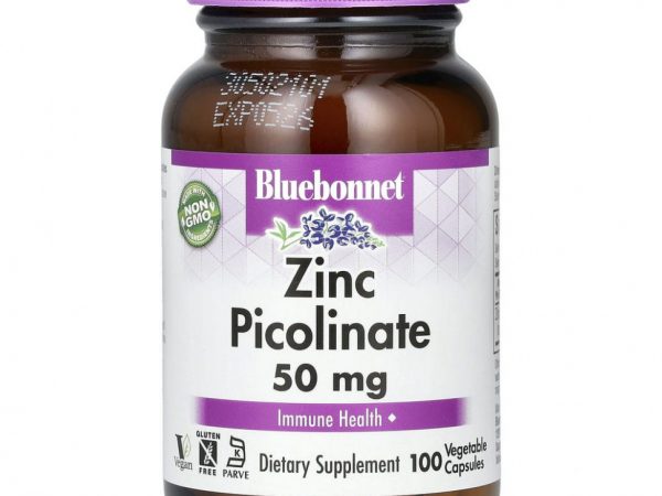 Bluebonnet Nutrition, пиколинат цинка, 50 мг, 100 вегетарианских капсул