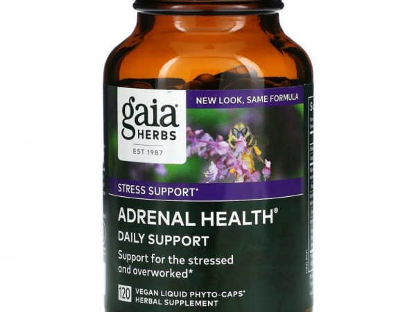 Gaia Herbs, Adrenal Health, ежедневная поддержка, 120 растительных капсул Phyto-Caps