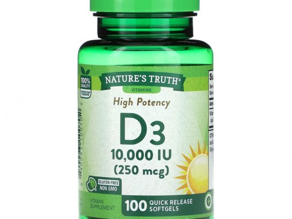 Nature's Truth, Vitamin D3, High Potency, 250 mcg (10,000 IU), 100 Quick Release Softgels