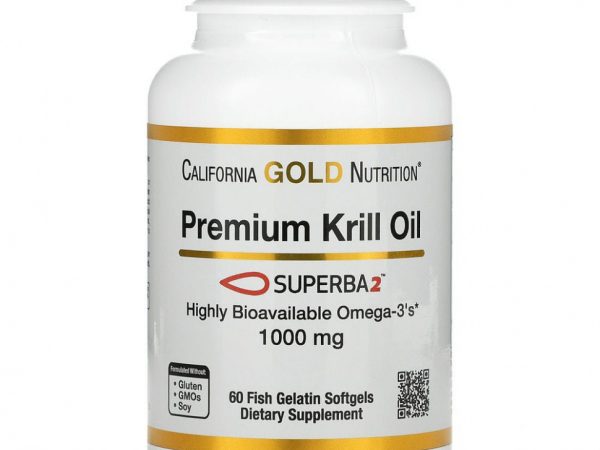 California Gold Nutrition, SUPERBA2™, масло криля премиального качества, 1000 мг, 60 мягких таблеток