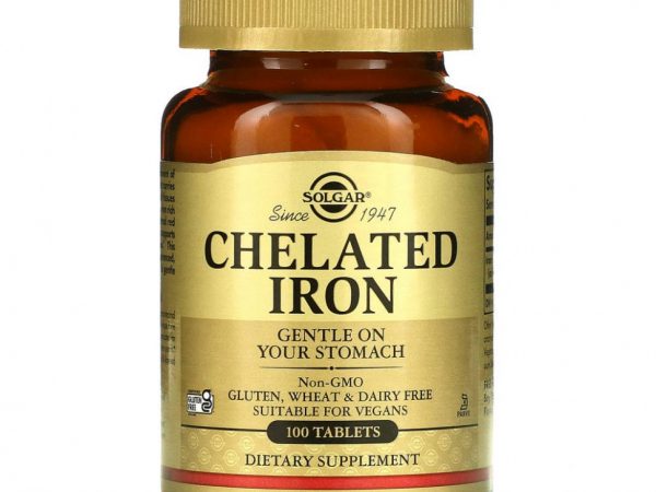 Solgar, хелатное железо, 100 таблеток