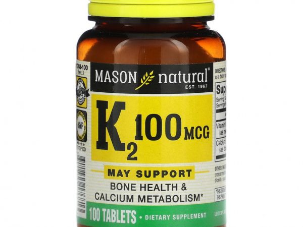 Mason Natural, витамин К2, 100 мкг, 100 таблеток