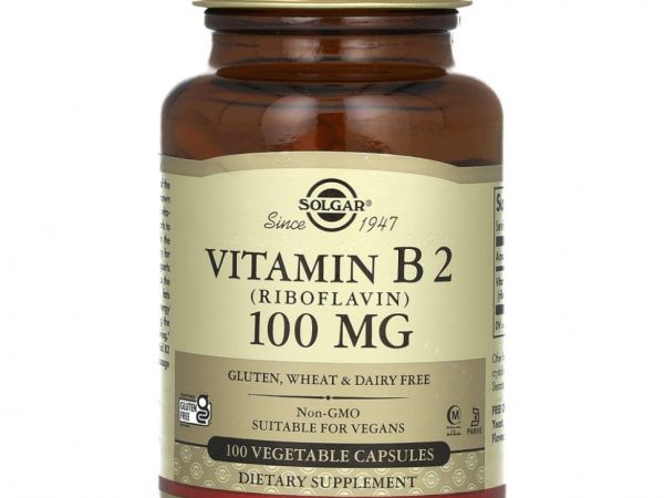 Solgar, витамин B2 (рибофлавин) 100 мг, 100 вегетарианских капсул