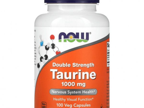 NOW Foods, таурин, двойной концентрации, 1000 мг, 100 растительных капсул