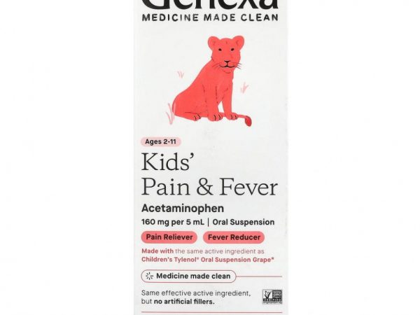 Genexa, Kid's Pain & Fever, для детей от 2 лет, органическая голубика, 118 мл (4 жидк. Унции)
