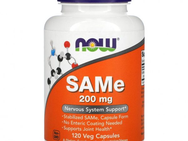 NOW Foods, SAMe, 200 мг, 120 вегетарианских капсул