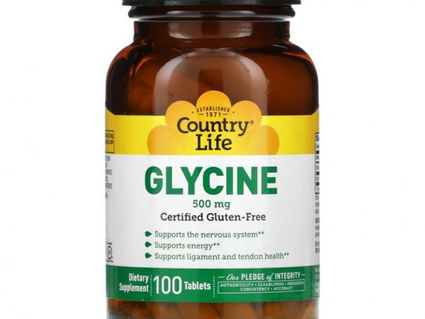 Country Life, глицин, 500 мг, 100 таблеток
