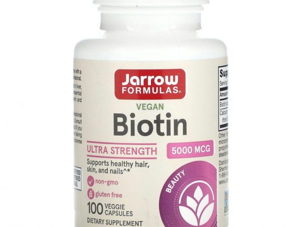 Jarrow Formulas, биотин, 5000 мкг, 100 вегетарианских капсул