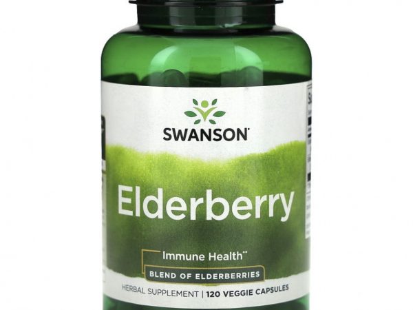 Swanson, Elderberry, для укрепления иммунитета, 120 растительных капсул