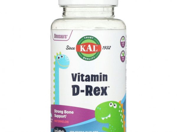 KAL, Dinosaurs, Vitamin D-Rex, со вкусом арбуза, 600 МЕ, 120 микротаблеток