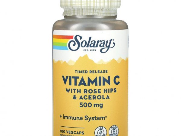 Solaray, Витамин C медленного высвобождения, 500 мг, 100 растительных капсул