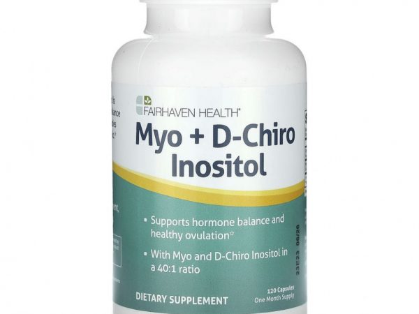 Fairhaven Health, мио-инозитол и D-хиро-инозитол, 120 капсул