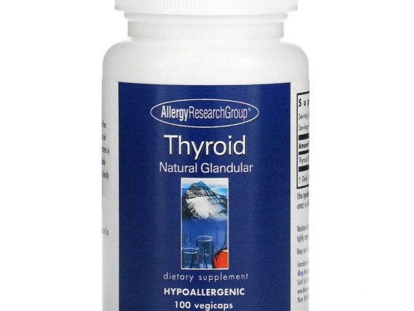 Allergy Research Group, тиреоидин, натуральная вытяжка из щитовидной железы, 100 растительных капсул
