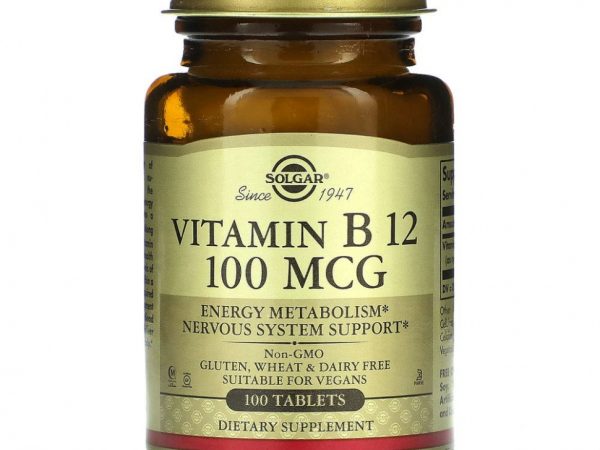 Solgar, Витамин B12, 100 мкг, 100 таблеток