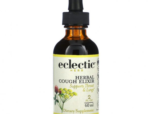 Eclectic Institute, Kids Herbs, травяной эликсир от кашля для детей, со вкусом черной вишни, 60 мл (2 жидк. унции)