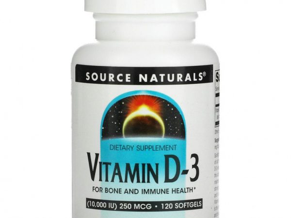 Source Naturals, витамин D3, 10 000 МЕ, 120 капсул