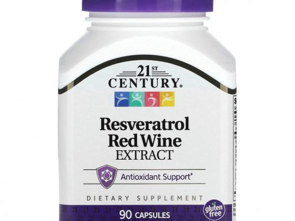 21st Century, Ресвератрол, экстракт плодов красного винного сорта винограда, 90 капсул
