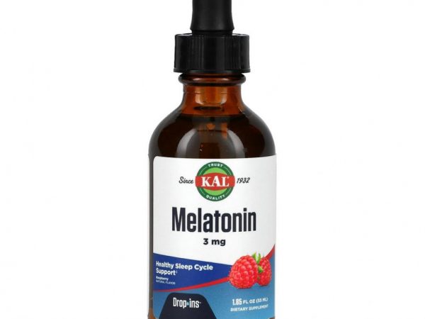 KAL, Melatonin, Natural Raspberry Flavor, 3 mg , 1.85 fl oz (55 ml)
