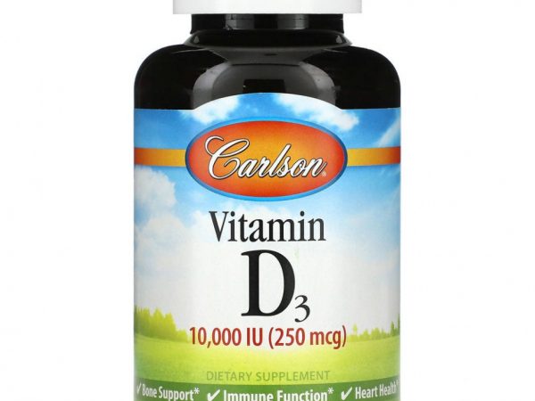 Carlson Labs, витамин D3, 10000 МЕ (250 мкг), 360 мягких таблеток