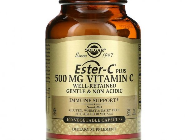 Solgar, Ester-C Plus, витамин C, 500 мг, 100 вегетарианских капсул