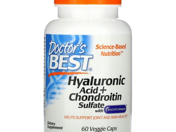 Doctor's Best, BioCell Collagen, гиалуроновая кислота и хондроитинсульфат, 60 вегетарианских капсул