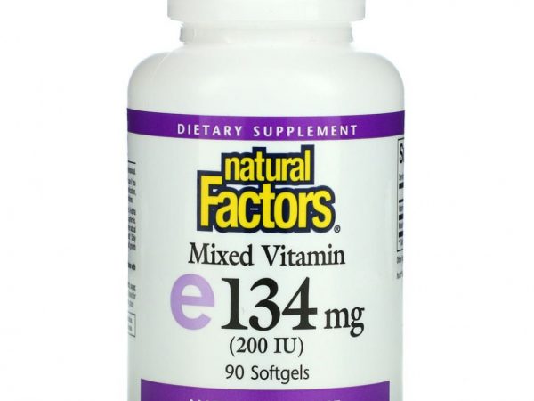 Natural Factors, смесь витаминов, витамин E, 200 МЕ, 90 мягких таблеток