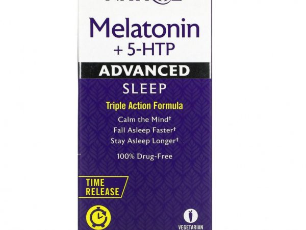 Natrol, мелатонин + 5-HTP, улучшенный сон, 60 двухслойных таблеток