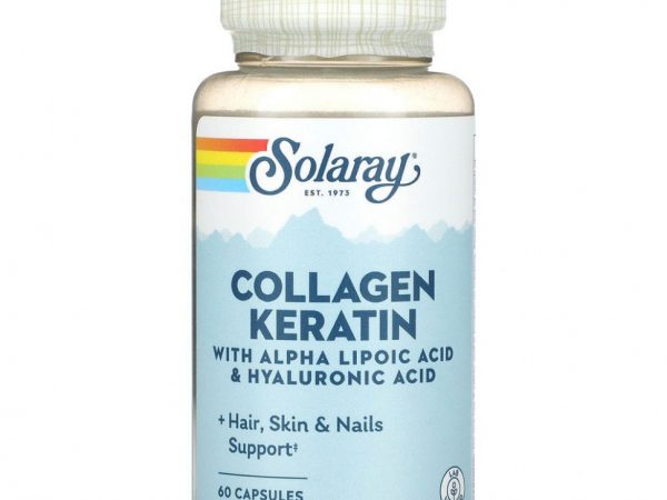 Solaray, коллаген и кератин, 1, 2, 3 типа, 60 капсул