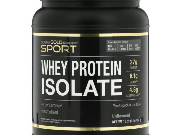 California Gold Nutrition, SPORT, изолят сывороточного протеина, 454 г (1 фунт, 16 унций)