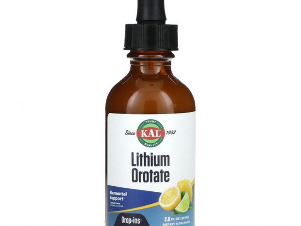 KAL, Оротат лития в каплях, натуральный вкус лимона и лайма, 2 ж. унц. (60 мл)