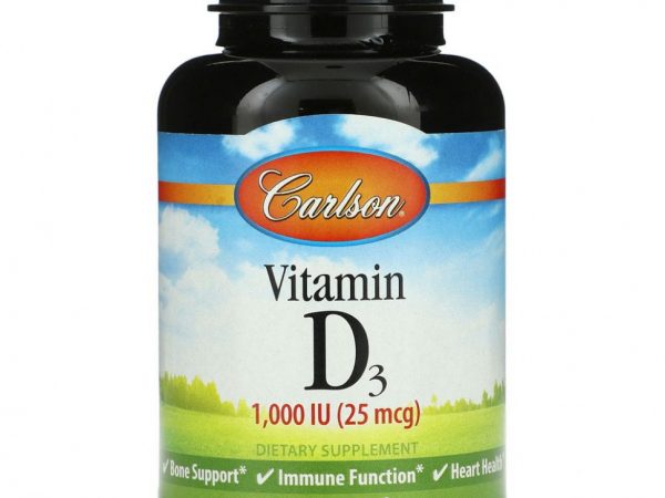 Carlson Labs, Витамин D3, 1000 МЕ (25 мкг), 250 мягких таблеток
