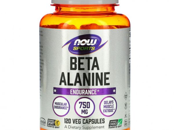 NOW Foods, Sports, бета-аланин, выносливость, 750 мг, 120 растительных капсул