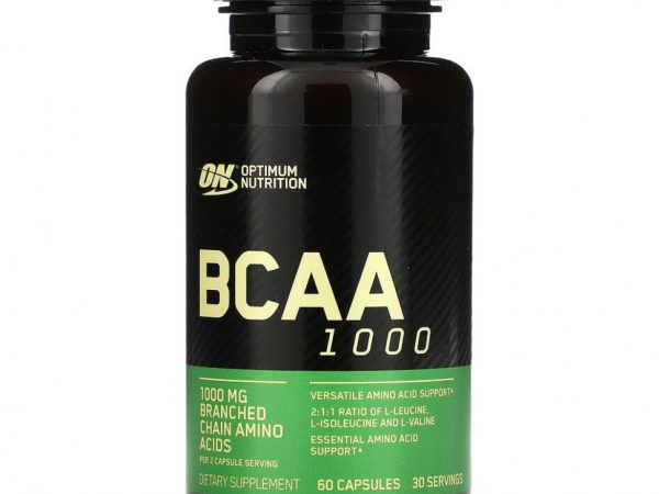 Optimum Nutrition, BCAA 1000 Caps, большая упаковка, 500 мг, 60 капсул